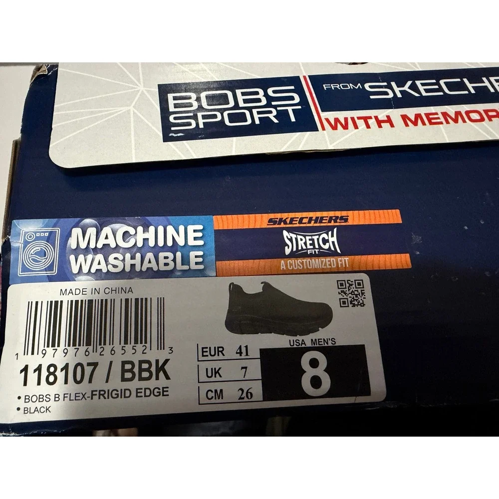 Skechers BOBS Sport B Flex-Frigid Edge‎ Mens 8 Black Slip On Sneakers 118107/BBK